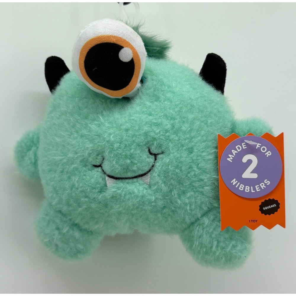 Boots & Barkley Green Monster Dog Toy Squeaker Cyclops Plush Cuddler Rope